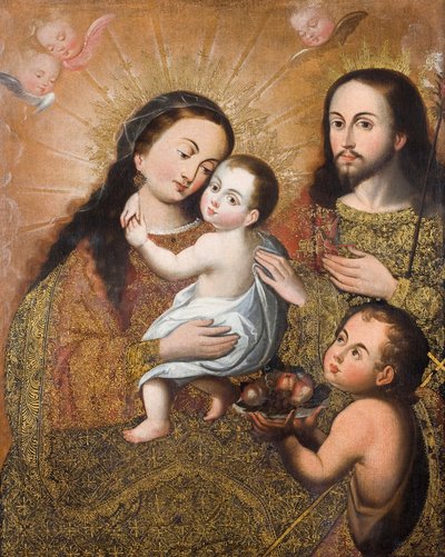 Sacra Famiglia con San Giovanni e un cardellino da Cuzco School
